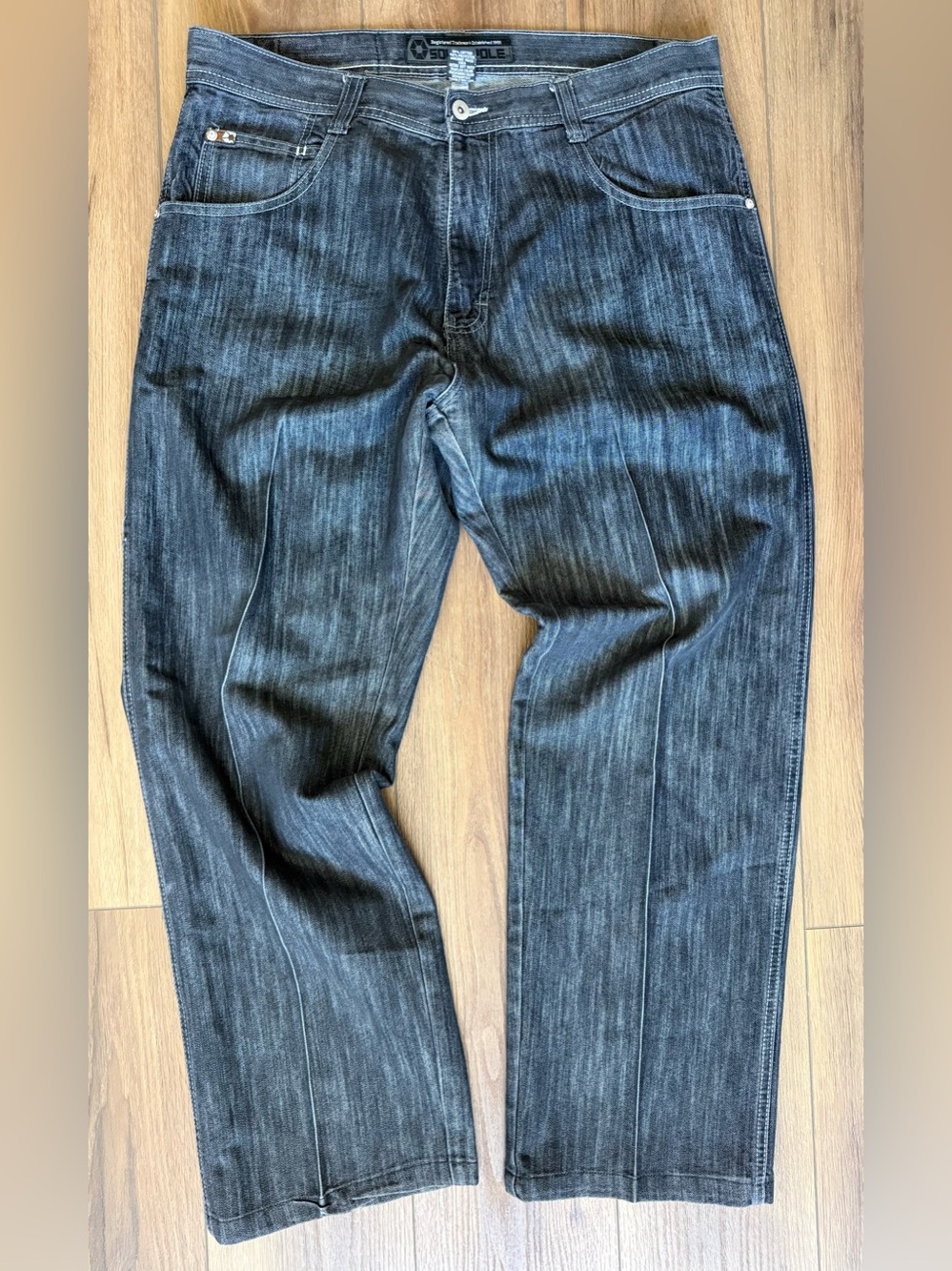 Southpole Brown Tab Wide Leg Jeans Mens 38x30 Black Baggy‎ Denim Skater Y2K VTG